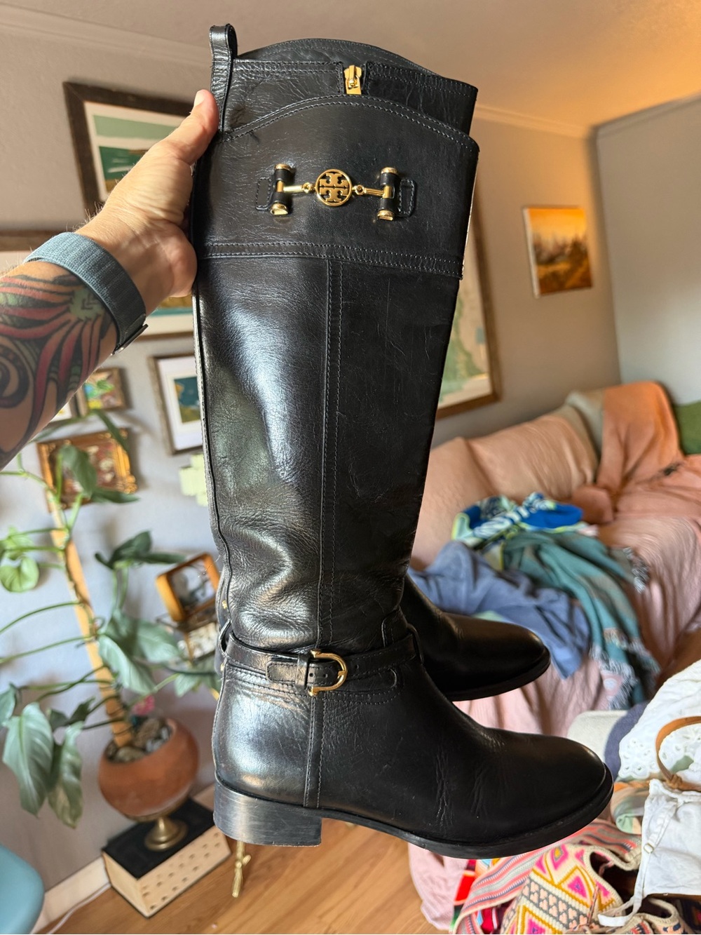 Tory Burch Black leather Nadine boots